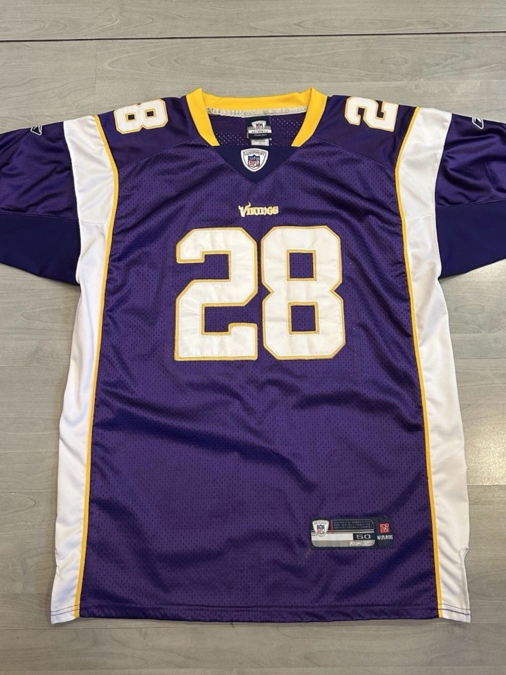 Reebok NFL Equipment Authentic Adrian Peterson #28 Vikings Jersey Size 50